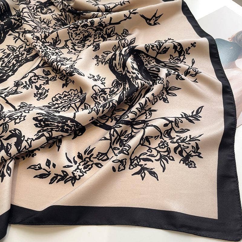 Forest Print Large Satin Scarf