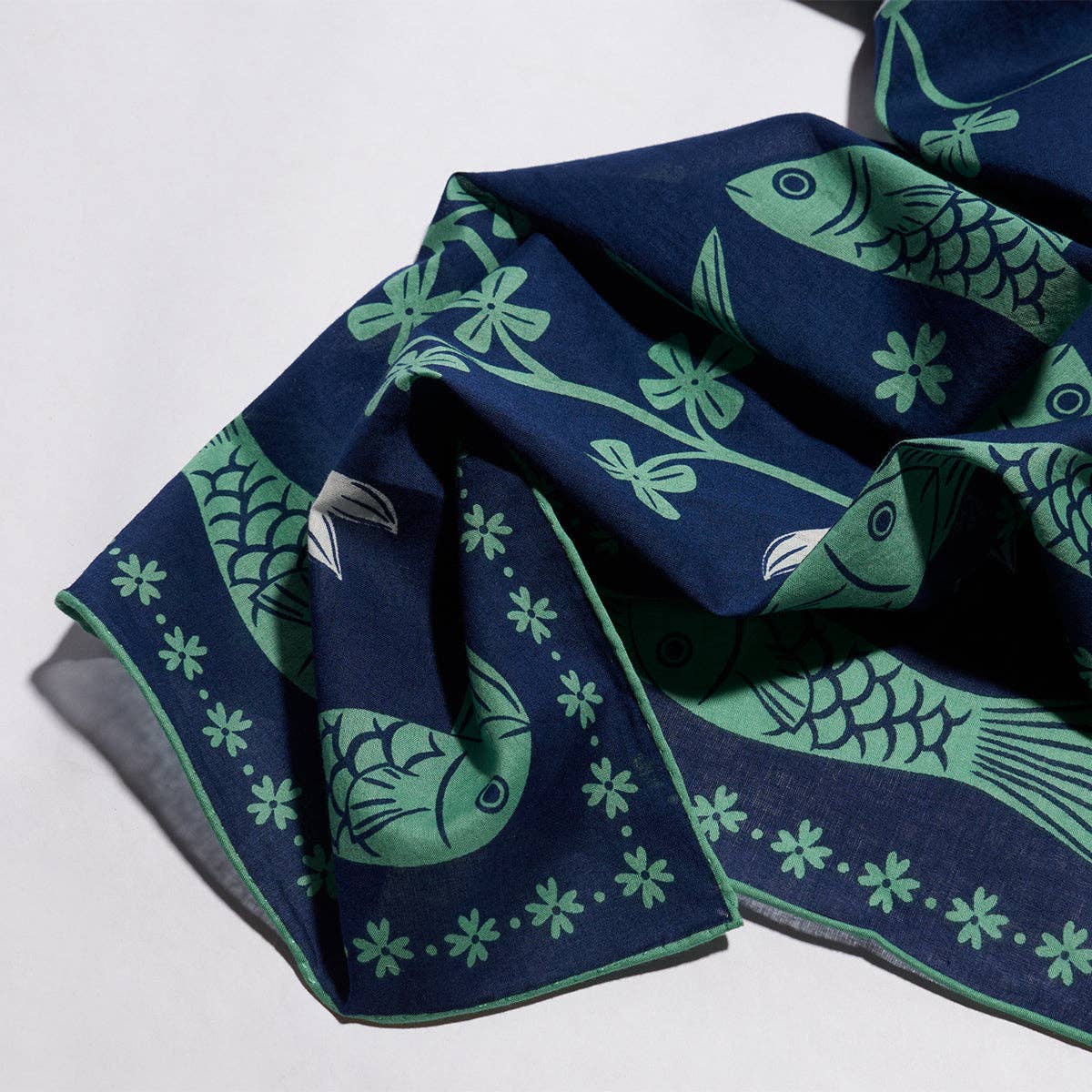 Lucky Jade Fish 100% Cotton Hand Printed Square Bandana
