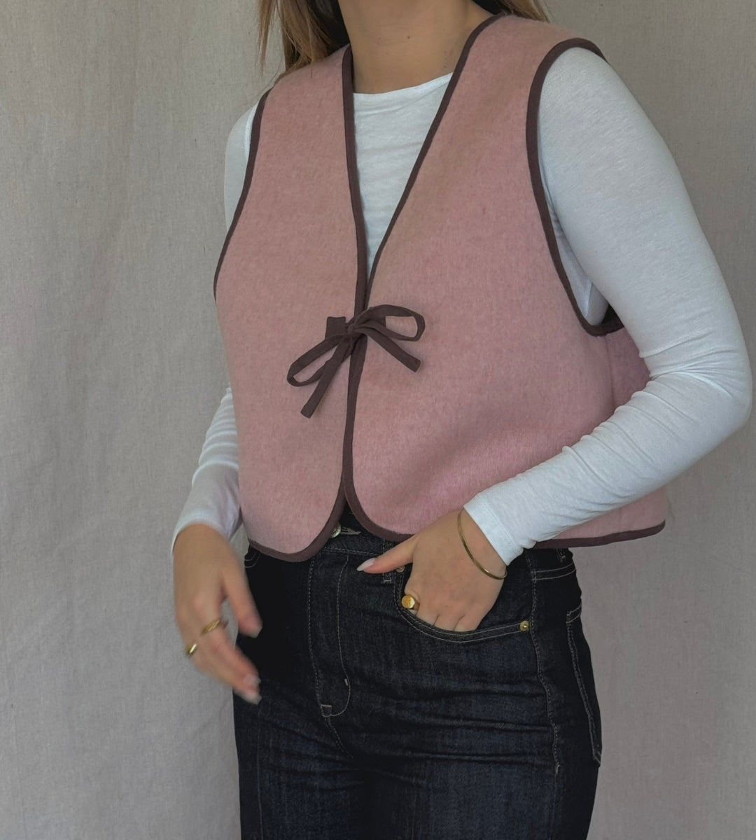 Gilet/Waistcoat - Pink Wool
