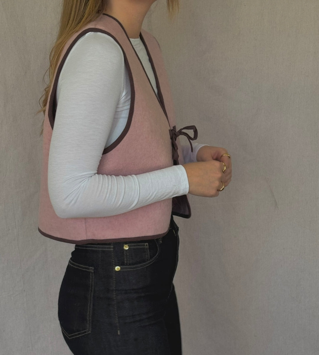 Gilet/Waistcoat - Pink Wool