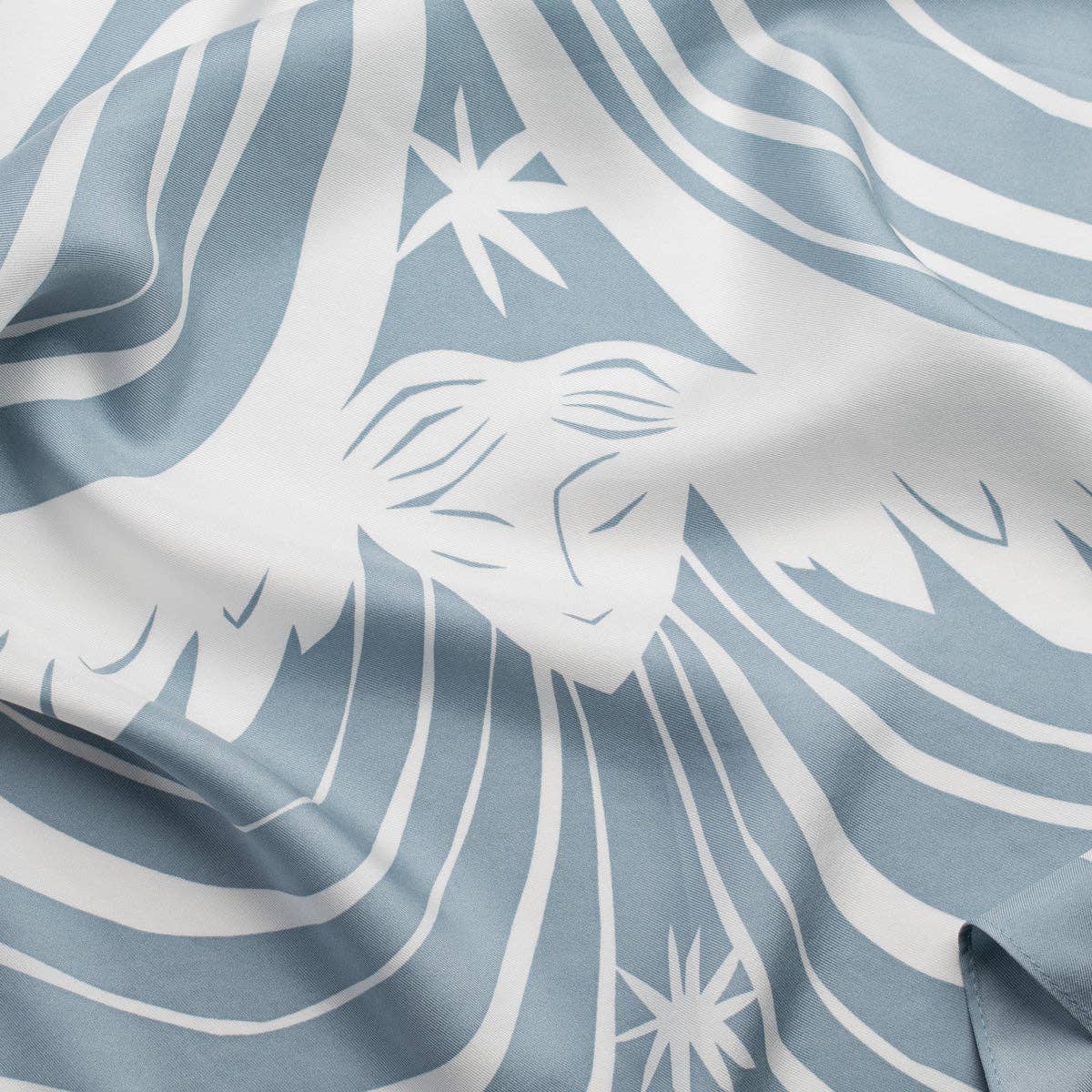 Light Blue and White 100% Silk Goddess Scarf
