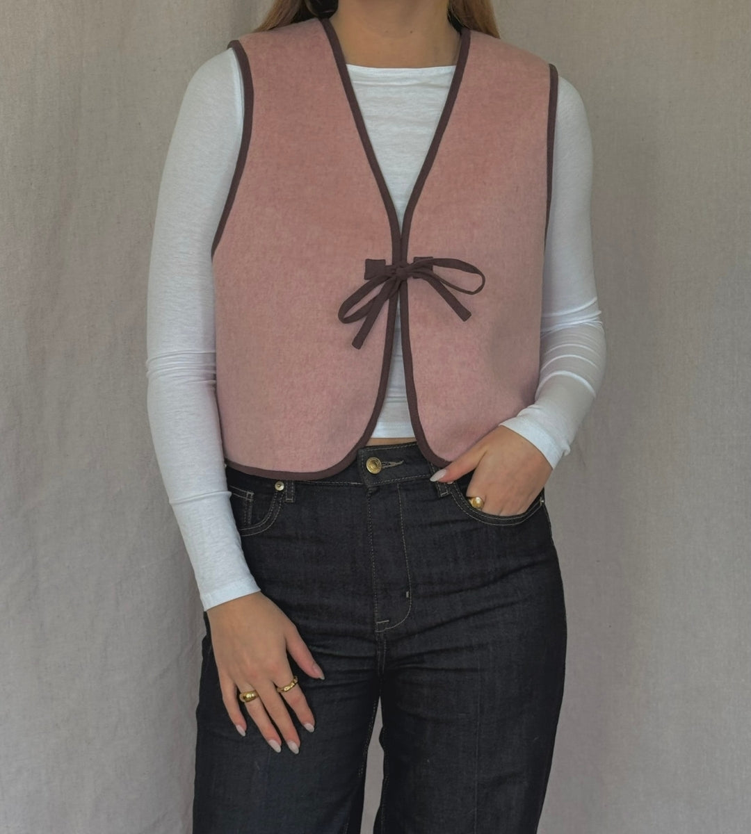 Gilet/Waistcoat - Pink Wool