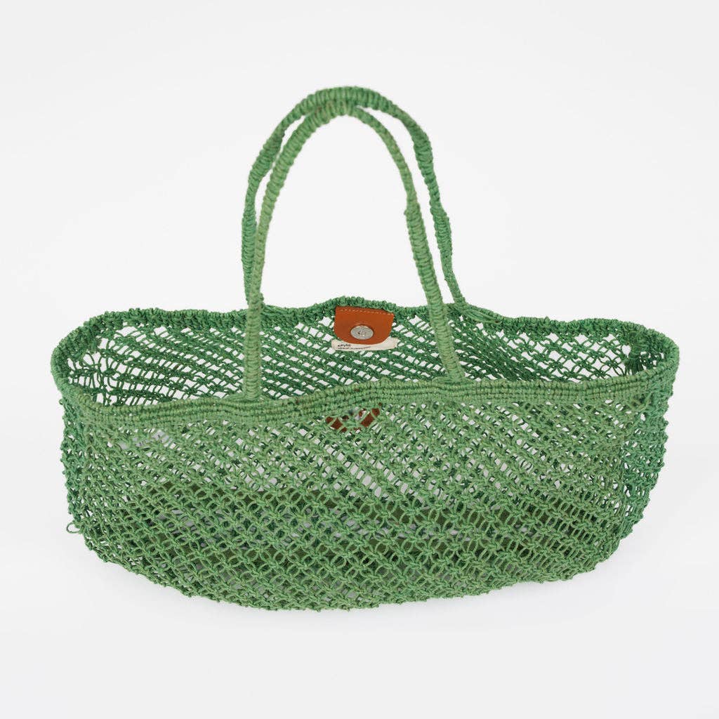 Large Amara Jute Shopper Bag- Green: Green