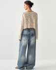 CUBIC Cotton Crochet Lace Trim Cropped Cardigan