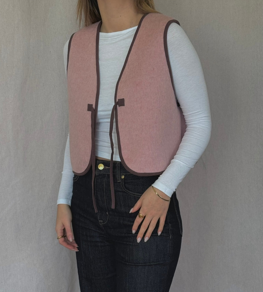 Gilet/Waistcoat - Pink Wool