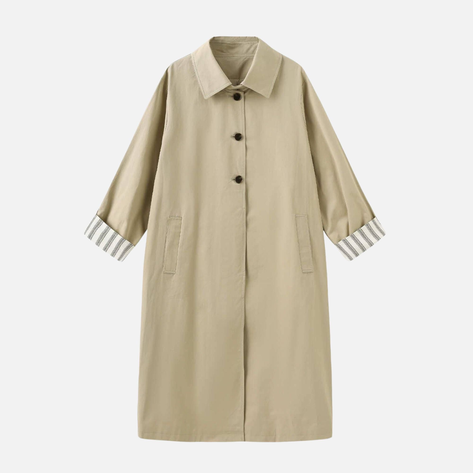 Macintosh Trench Coat with Striped Lining: Tan