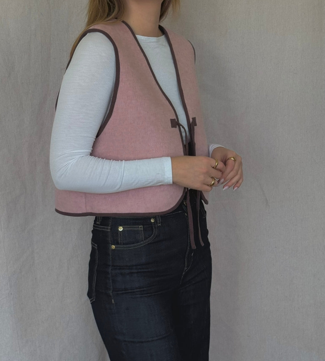 Gilet/Waistcoat - Pink Wool