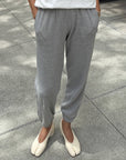 Pointelle Serene Jogger: Melange Grey