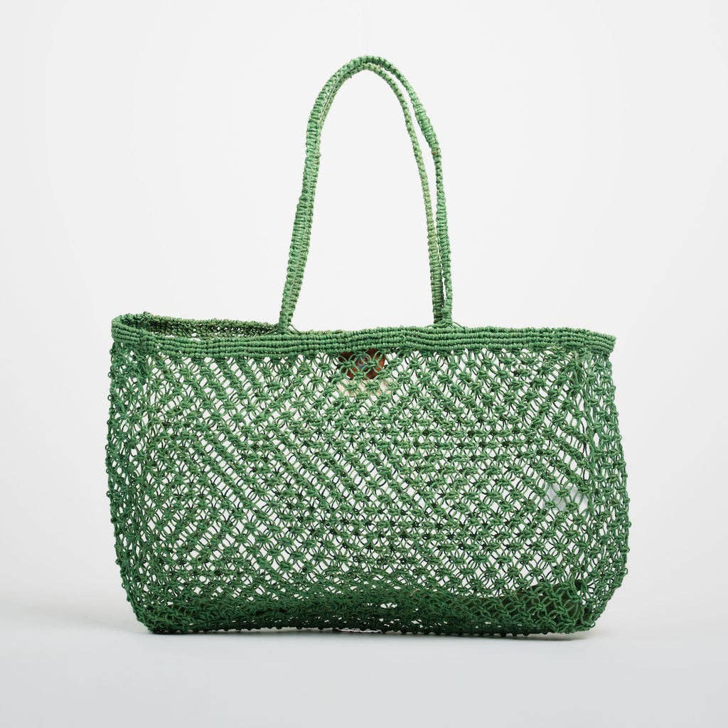 Large Amara Jute Shopper Bag- Green: Green