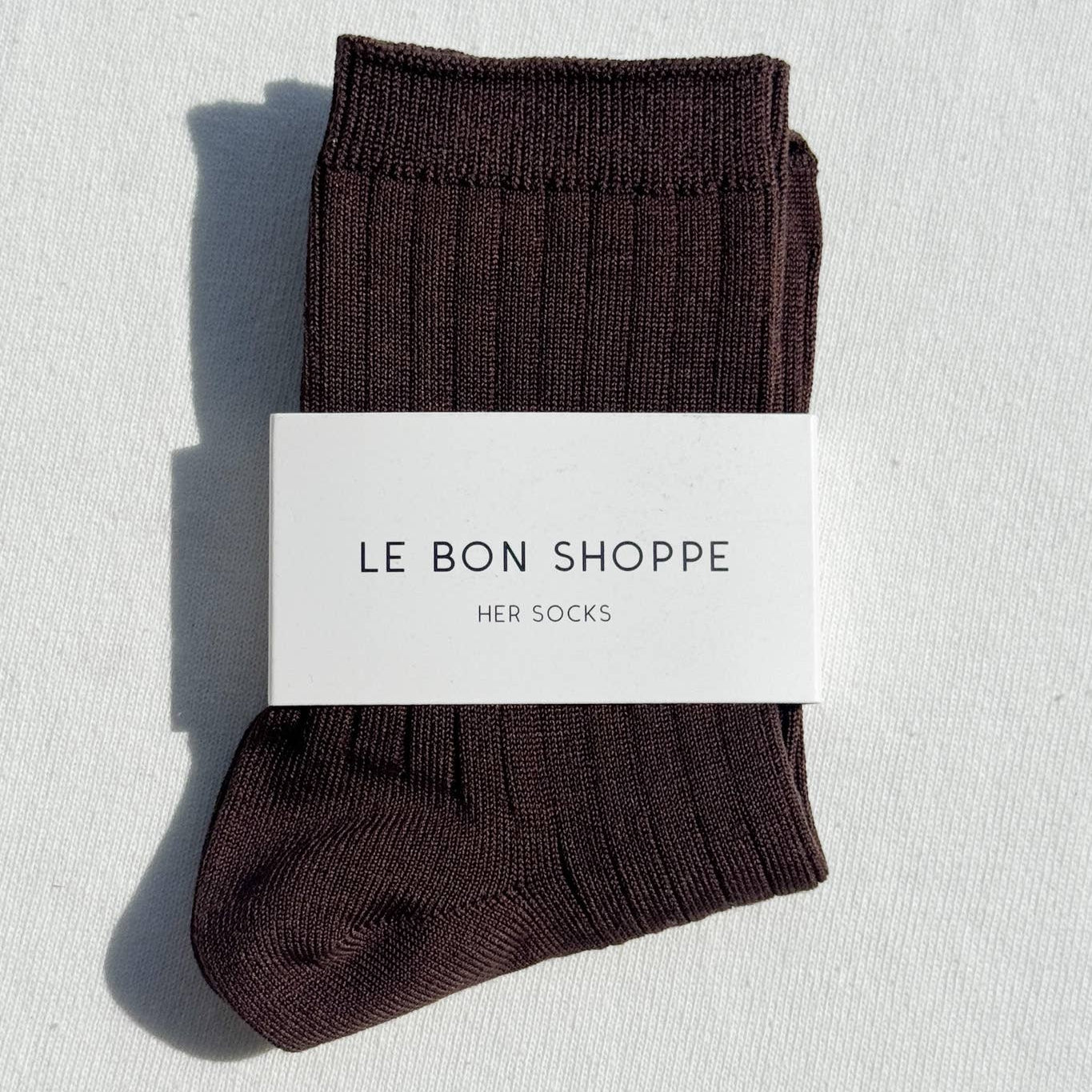 Her Socks - Mercerized Combed Cotton Rib: Coffee