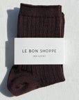 Her Socks - Mercerized Combed Cotton Rib: Coffee