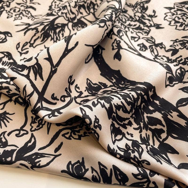 Forest Print Large Satin Scarf
