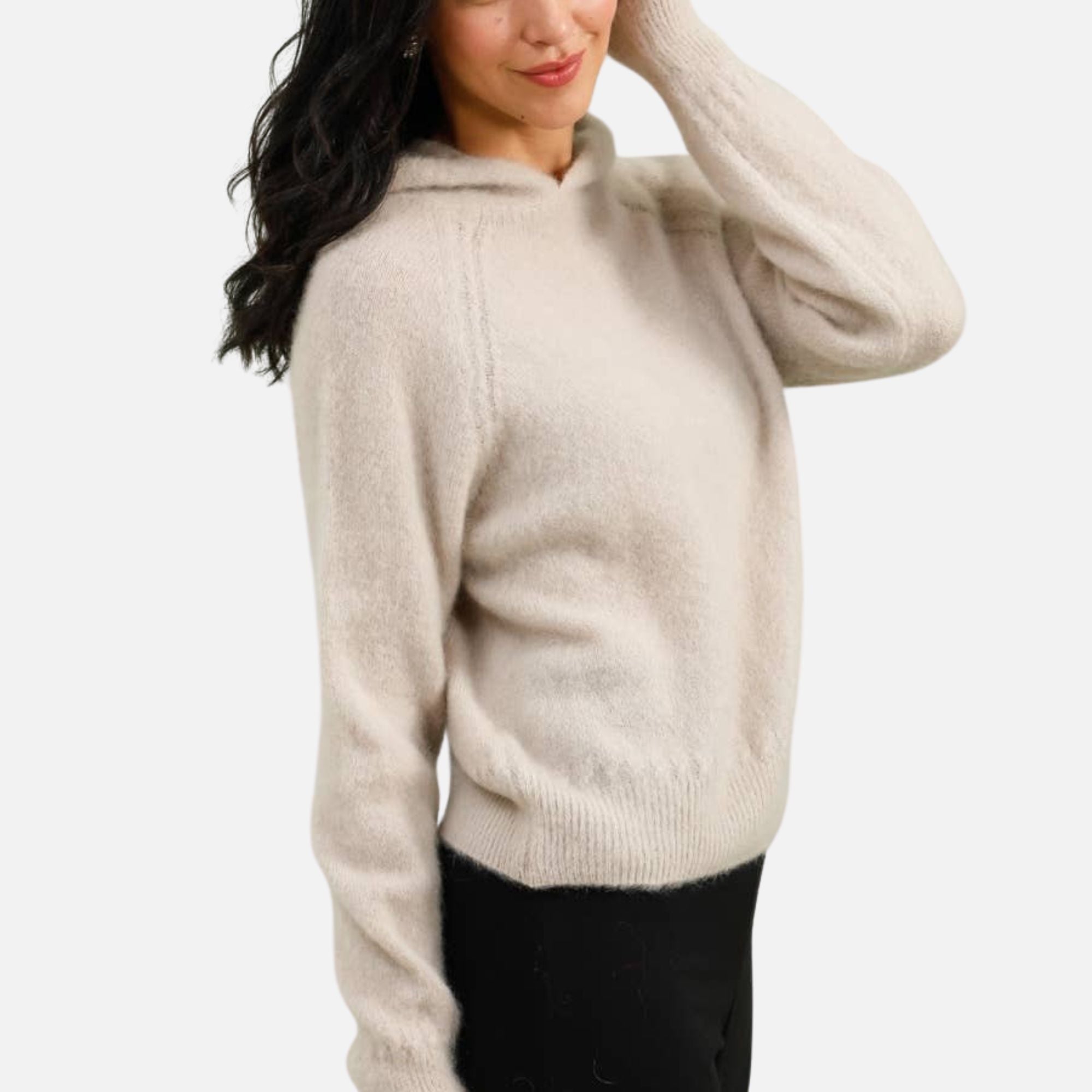 Hoodie-style sweater: Beige