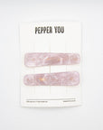 Lilac Marble Hair Slides - Set of 2