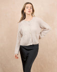 Round Neck Cardigan: Beige