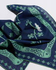 Lucky Jade Fish 100% Cotton Hand Printed Square Bandana