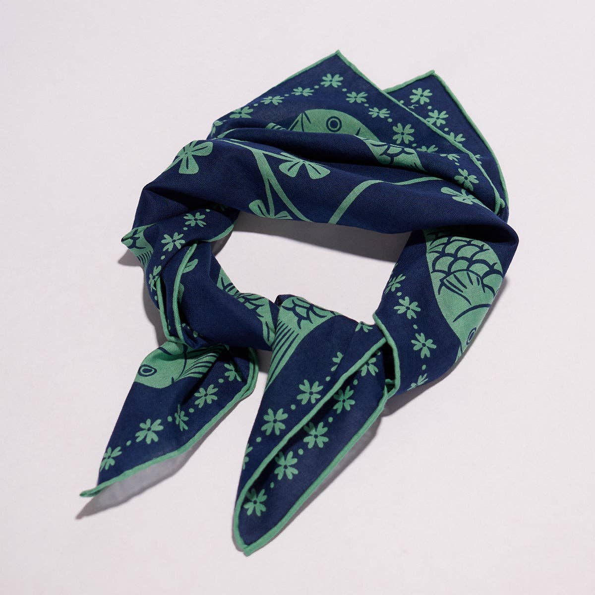 Lucky Jade Fish 100% Cotton Hand Printed Square Bandana