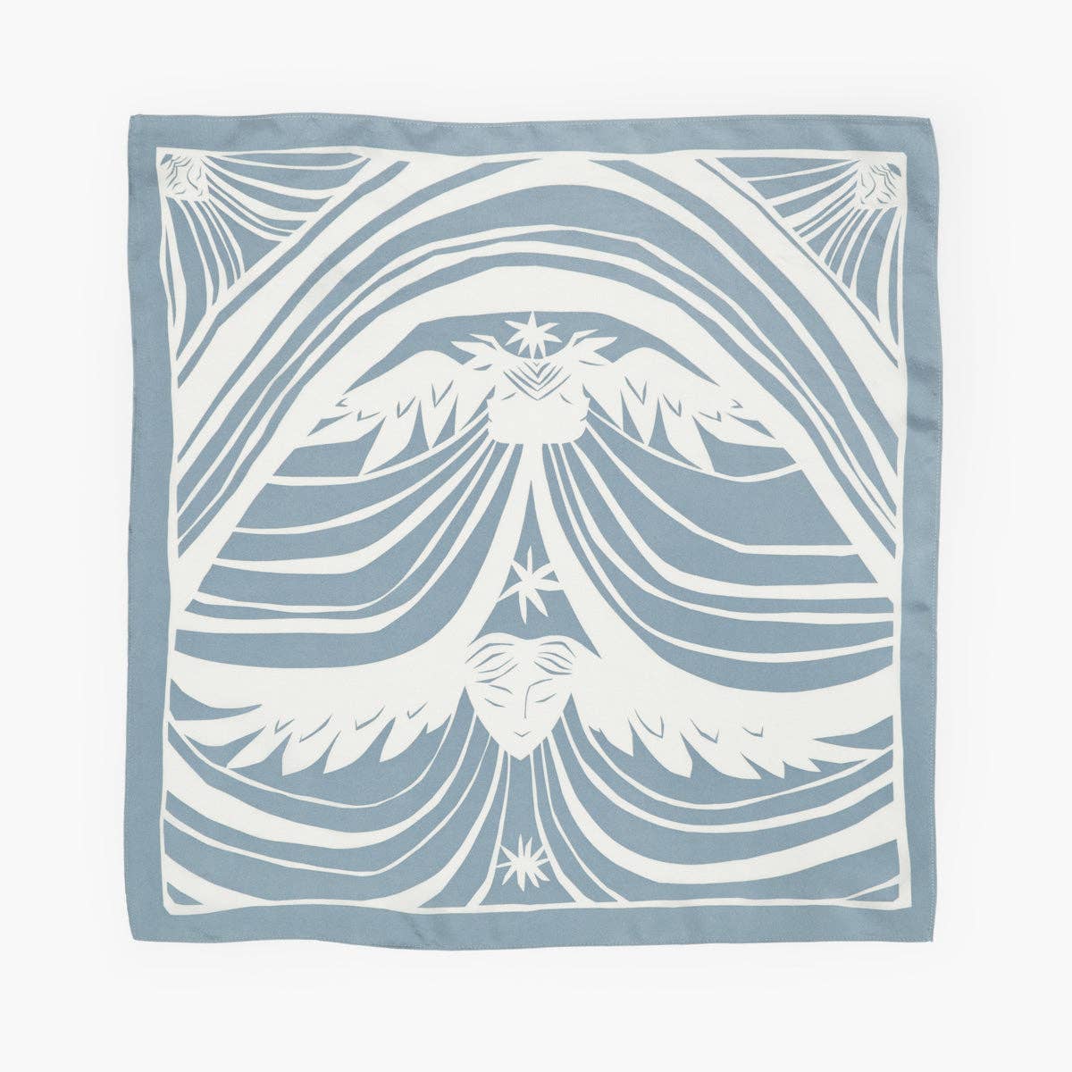 Light Blue and White 100% Silk Goddess Scarf