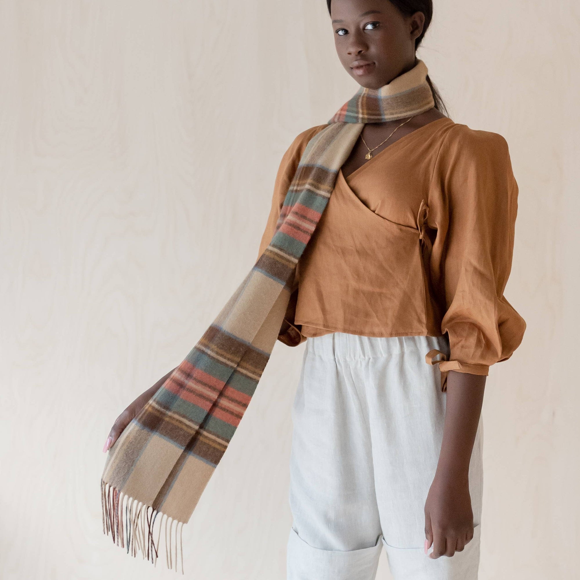 Lambswool Scarf in Stewart Dress Antique Tartan