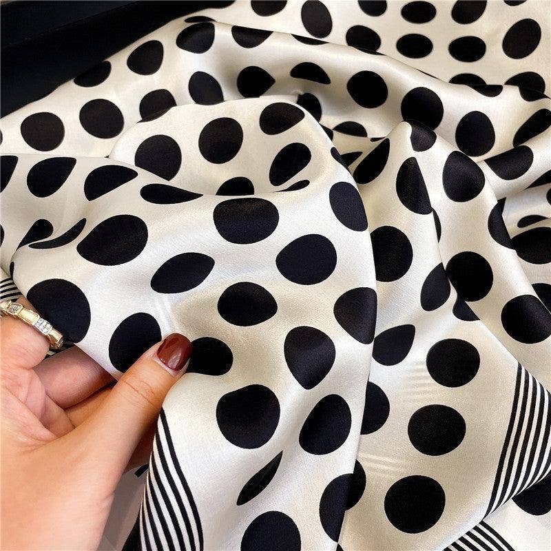 Black and White Polka Dots Silk Scarf