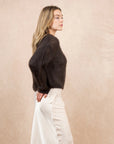 Round Neck Mohair Sweater: Chocolate