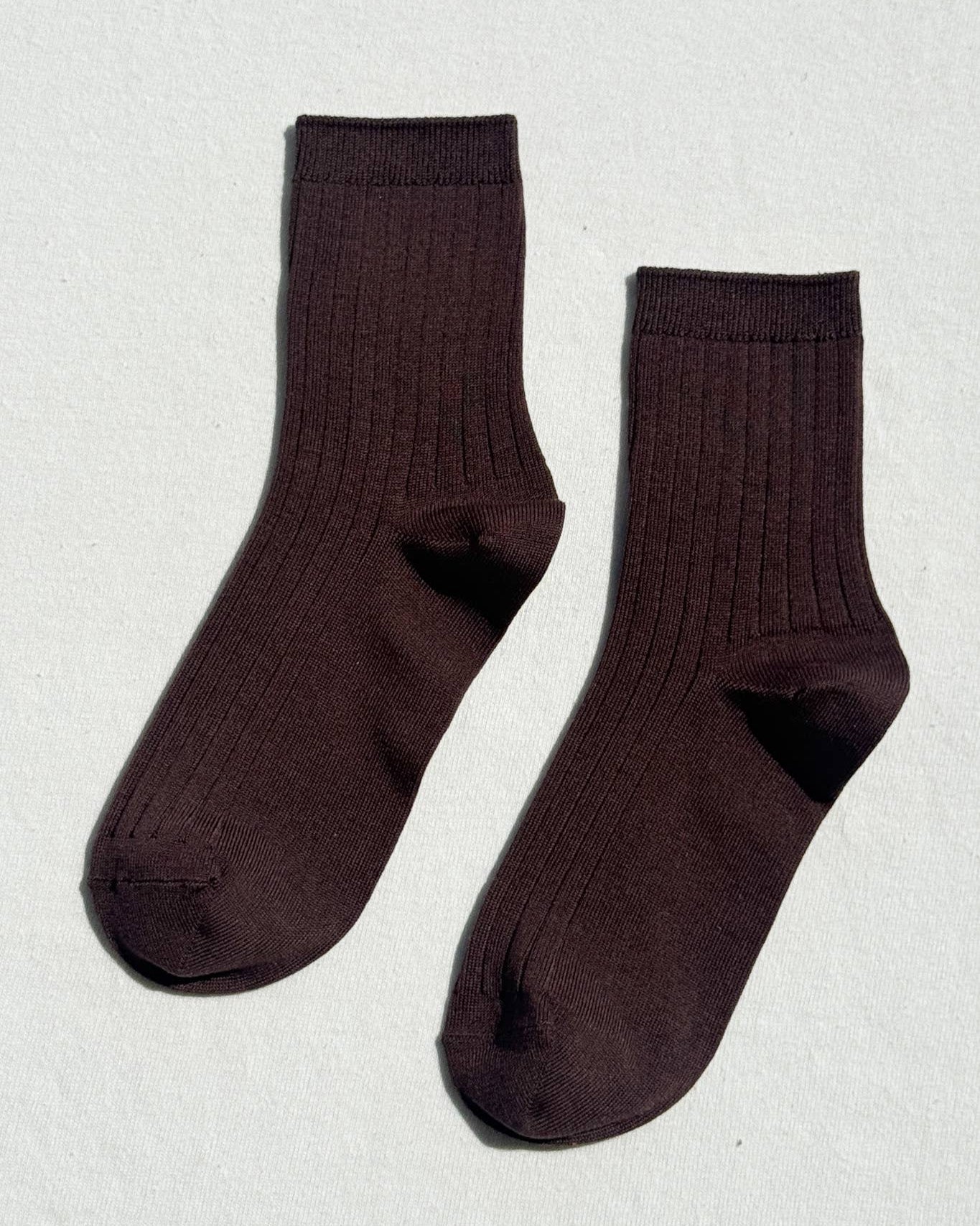 Her Socks - Mercerized Combed Cotton Rib: Coffee