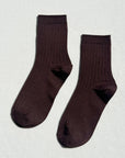 Her Socks - Mercerized Combed Cotton Rib: Coffee