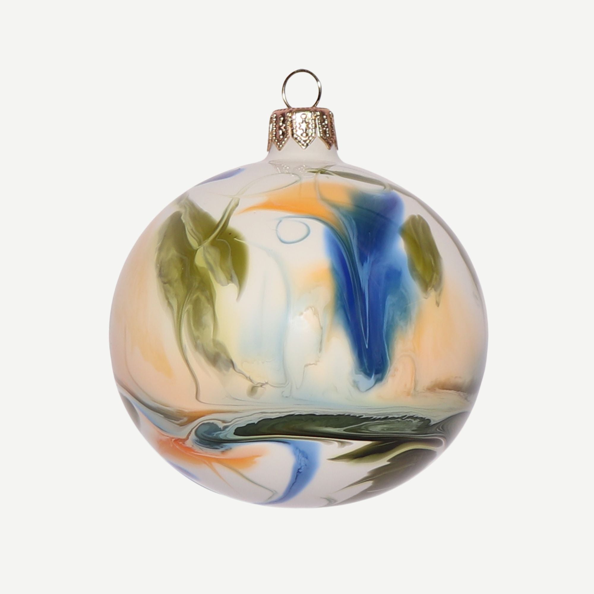 Marble Effect Bauble - Olive, Amber & Cobalt