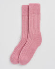 Sherbet Pink Ultra Soft Alpaca Ribbed Bed Socks