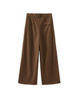 Wide Leg Double Pleated Trousers: Coffee