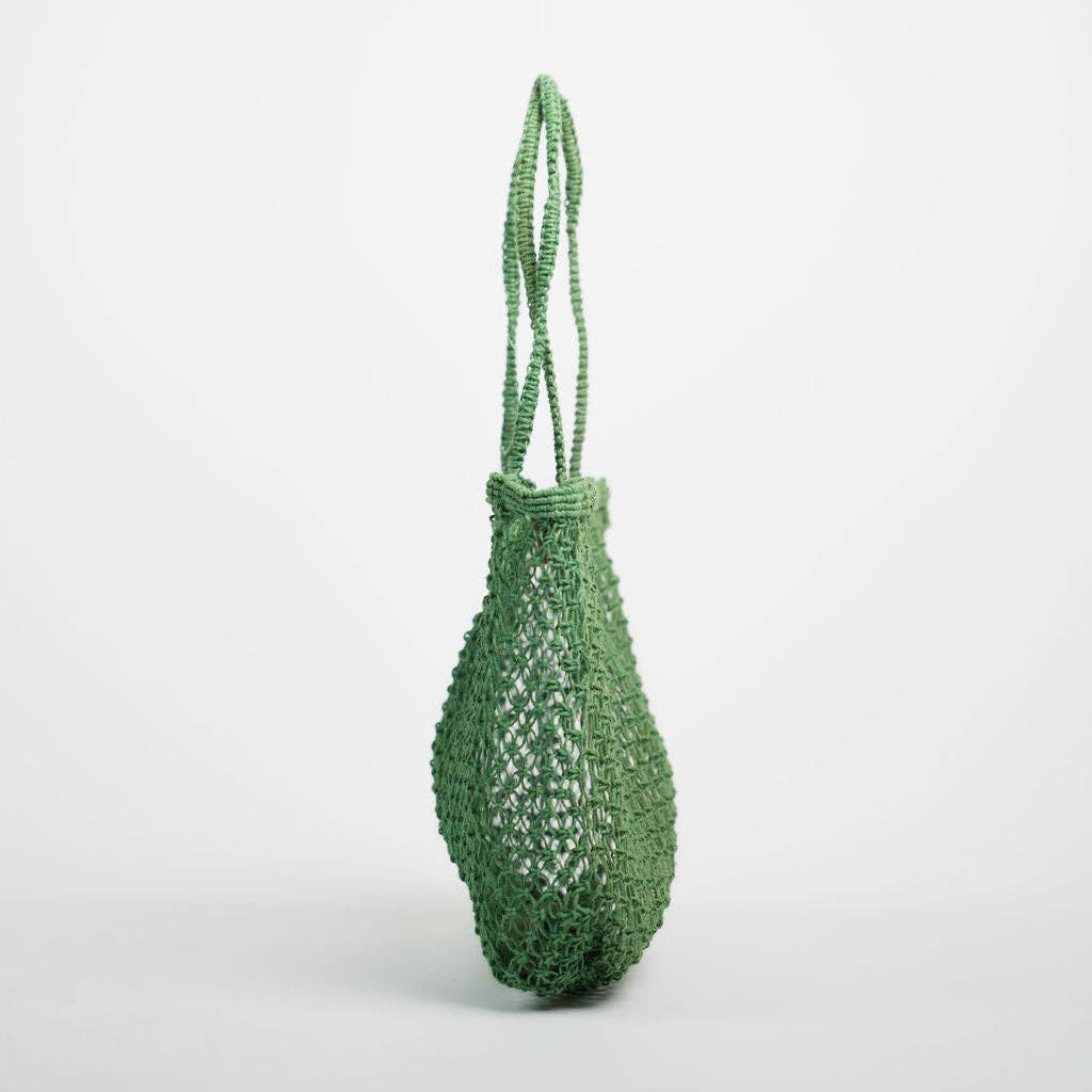 Large Amara Jute Shopper Bag- Green: Green