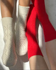 Cashmere Pointelle Socks: Cream