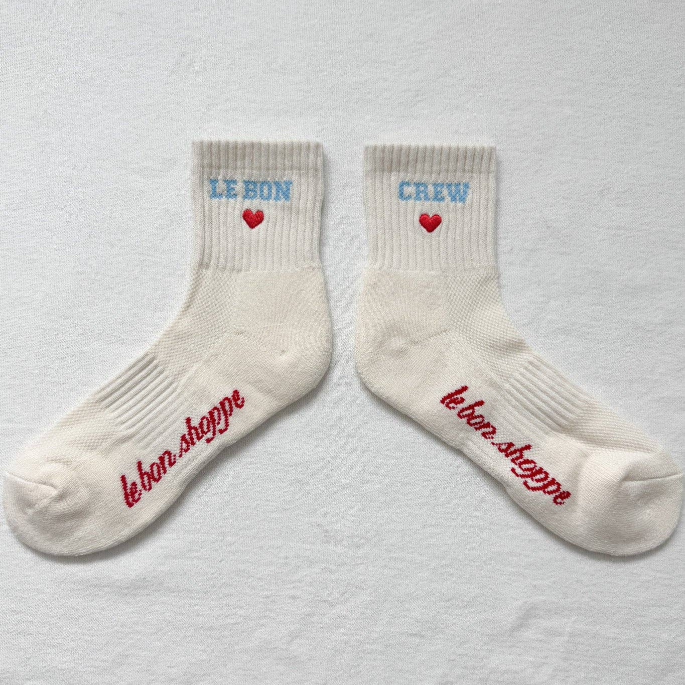 Embroidered Crew Socks: Vanilla