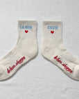 Embroidered Crew Socks: Vanilla
