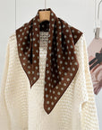 Brown & Green Polka Dot Silk Scarf