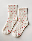 Patterned Sneaker Socks: POLKA DOT - CREAM/RED