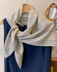 Black and White Striped Large Silk Scarf