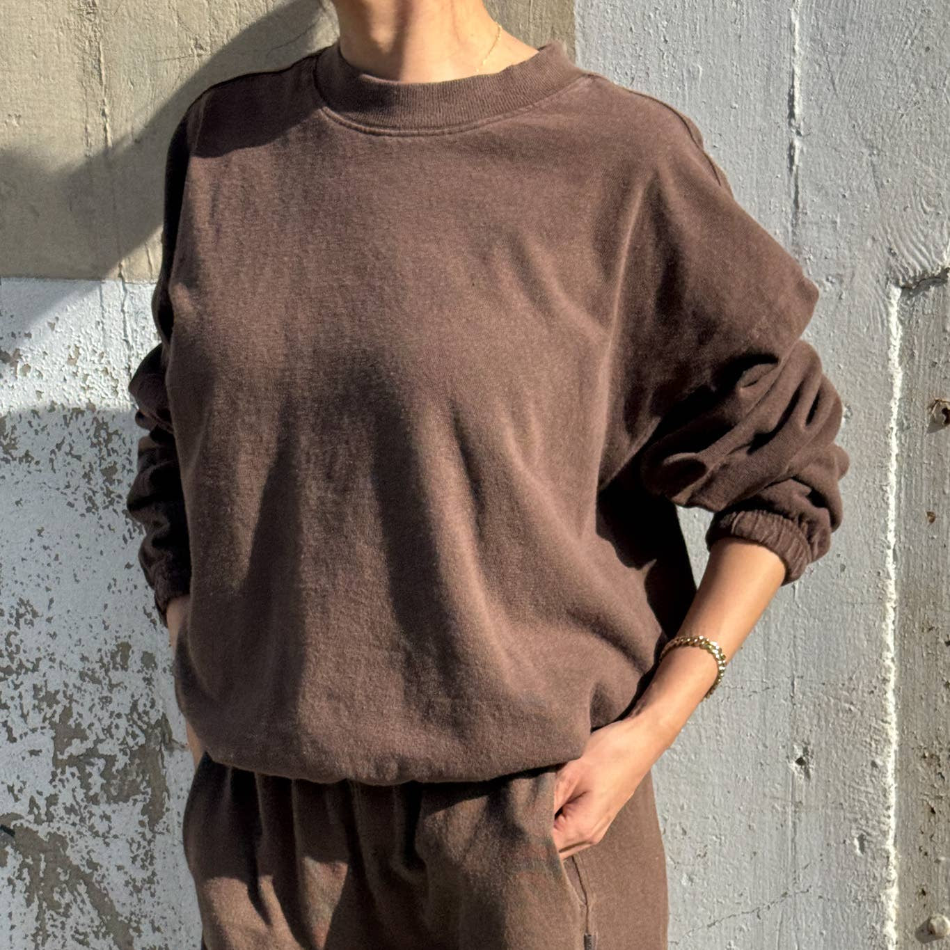 Daisy Long Sleeve Top: Chocolate