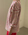 Marseille Boat Neck Top: Red Stripe