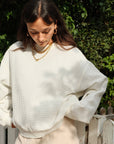 Izzy Sweatshirt - Waffle Cotton White