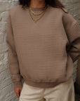 Izzy Sweatshirt Waffle Cotton Taupe