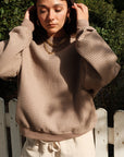 Izzy Sweatshirt Waffle Cotton Taupe