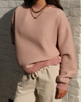 Izzy Sweatshirt - Waffle Cotton Dusky Pink