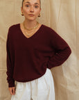 Maeve V-Neck Knit - Burgundy