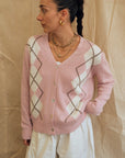 Argyle Cardigan - Pink
