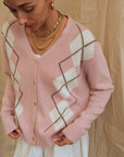 Argyle Cardigan - Pink