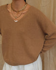 Maeve V-Neck Knit - Tan
