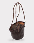 Handwoven Leather Bucket Bag - Chocolate