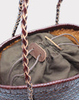 Handwoven Leather Bucket Bag - Chocolate
