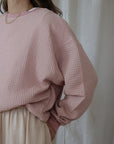 Izzy Waffle Sweatshirt Dusky Pink